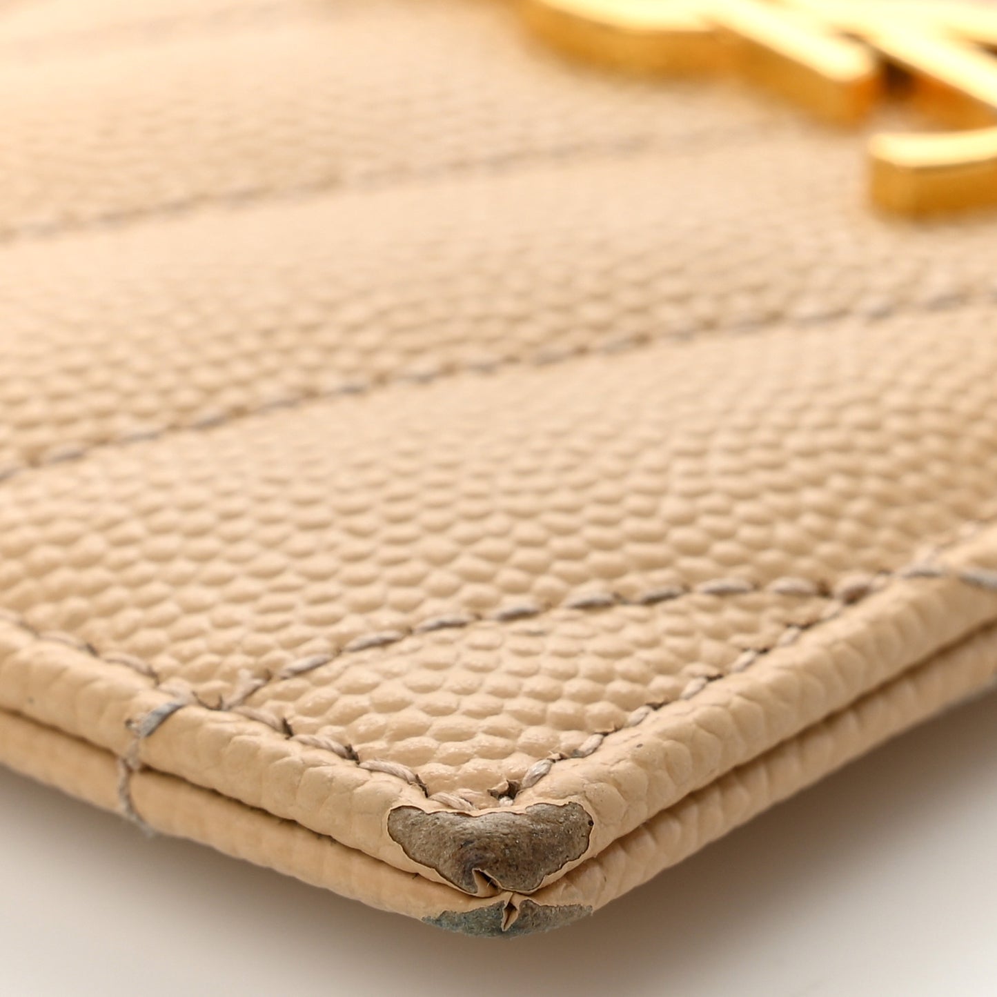 Grain De Poudre Matelasse Chevron Monogram Credit Card Case Dark Beige
