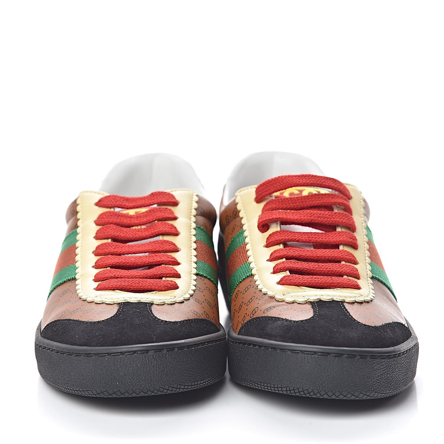 X DAPPER DAN Calfskin Suede GG Micro Monogram Womens G74 Sneakers 35.5 Black Cuir Burro