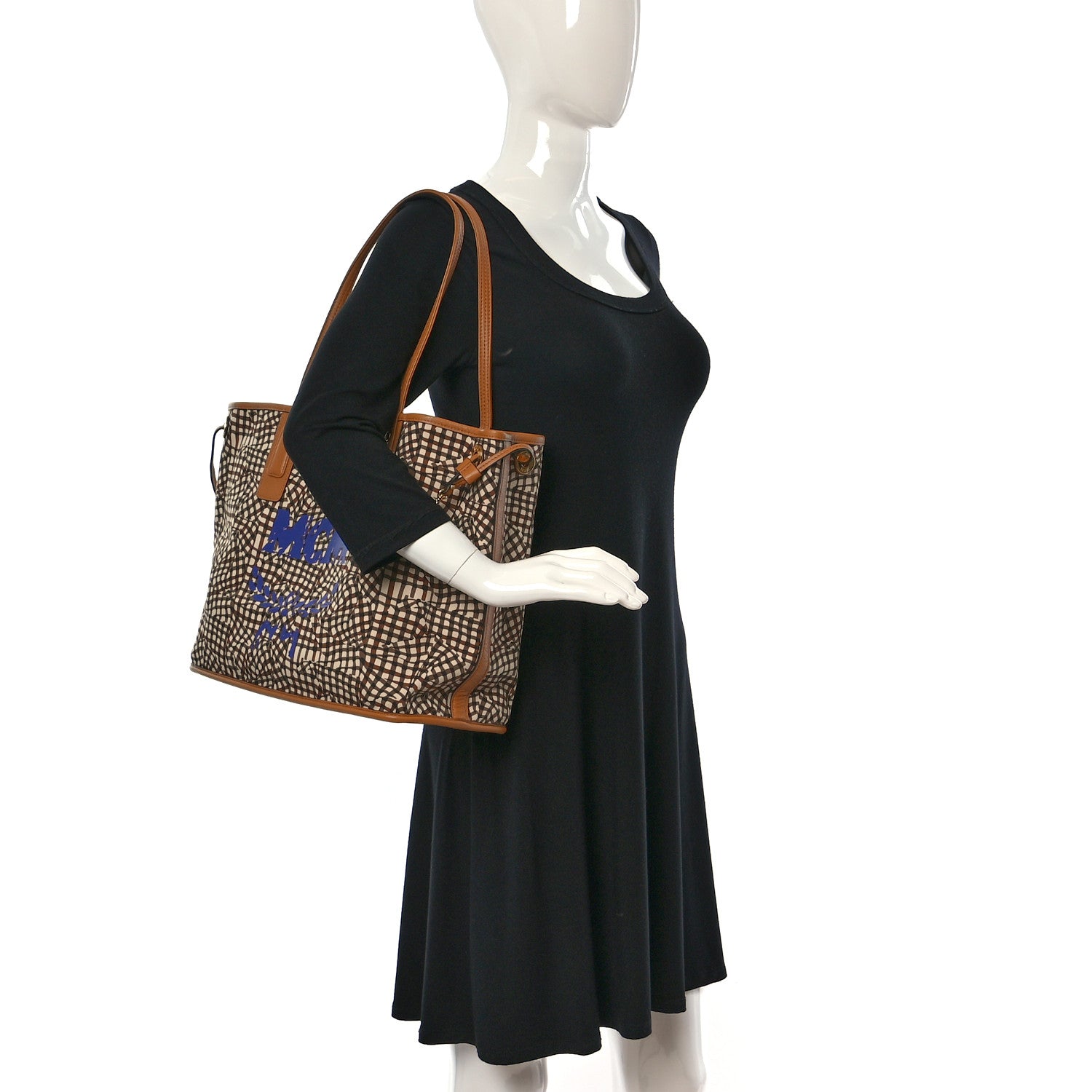 MCM Visetos Medium Liz Reversible Shopper Tote Cognac 2 of 13