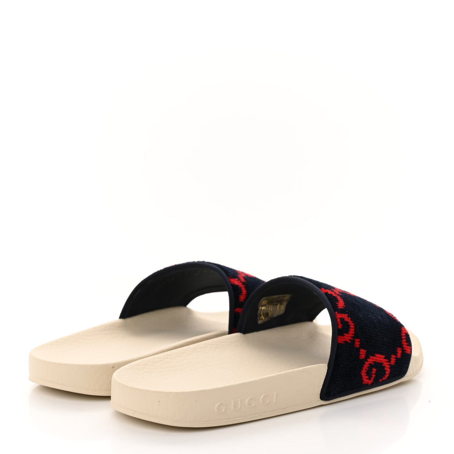 Terry Cloth GG Monogram Slide Sandals 36 Blue Red