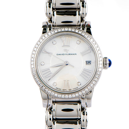 David Yurman Stainless Steel Diamond Bezel Mother of Pearl 34mm Classic Quartz Watch 1 of 10