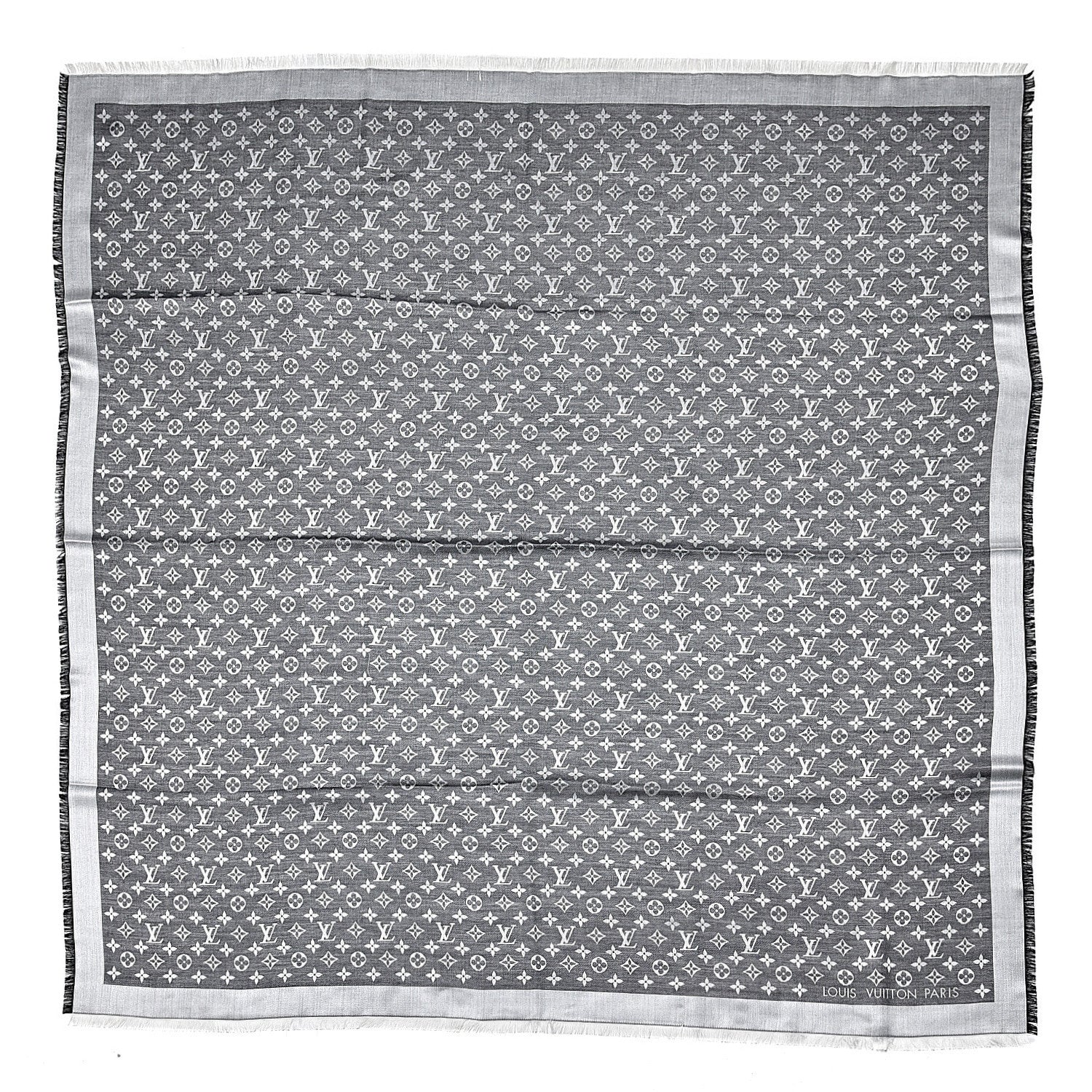 Louis Vuitton Wool Silk Monogram Denim Shawl Black 1 of 4