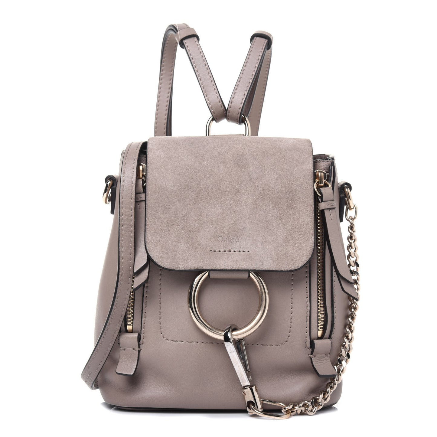 Suede Calfskin Mini Faye Backpack Motty Grey