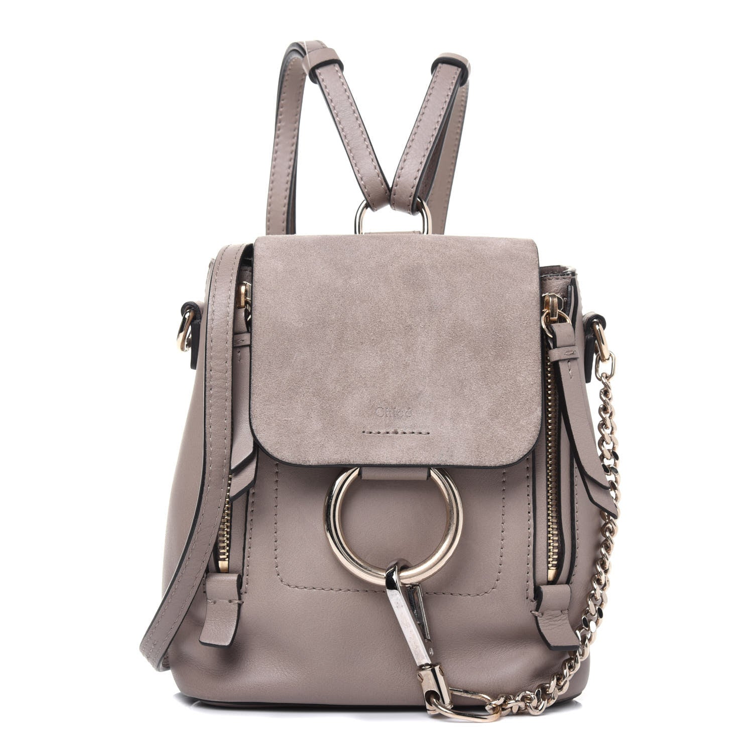 Chloe Suede Calfskin Mini Faye Backpack Motty Grey 1 of 17