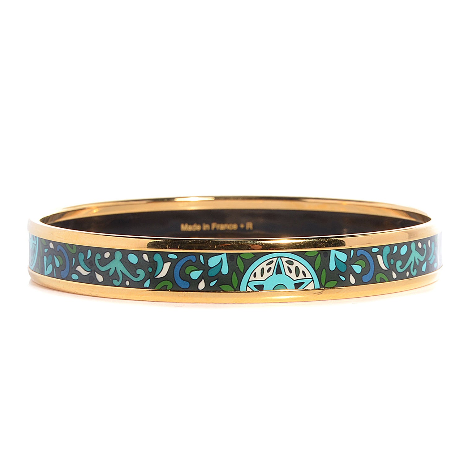 Hermes Enamel Printed Concours d'Etriers Narrow Bracelet 62 Foret 3 of 6