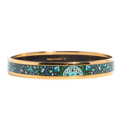 Hermes Enamel Printed Concours d'Etriers Narrow Bracelet 62 Foret 3 of 6