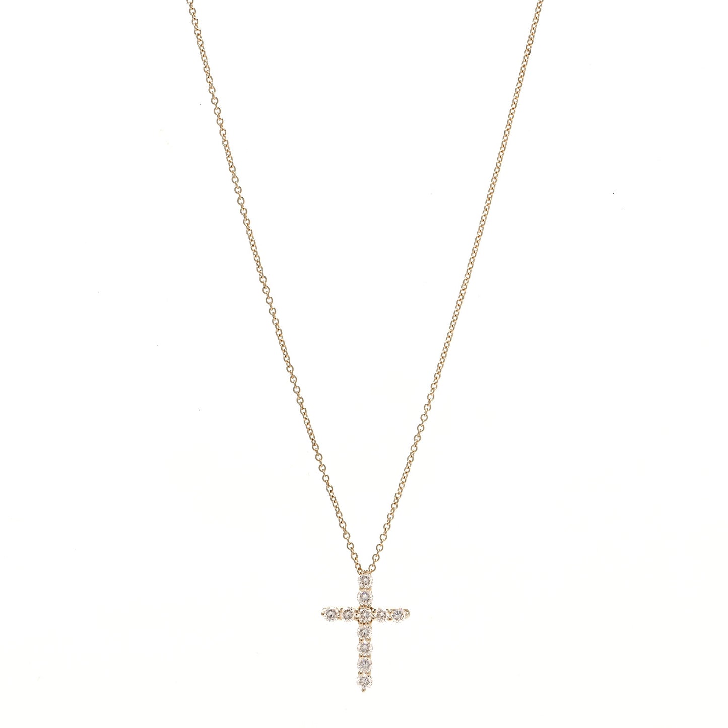 18K Yellow Gold Diamond Small Cross Pendant Necklace