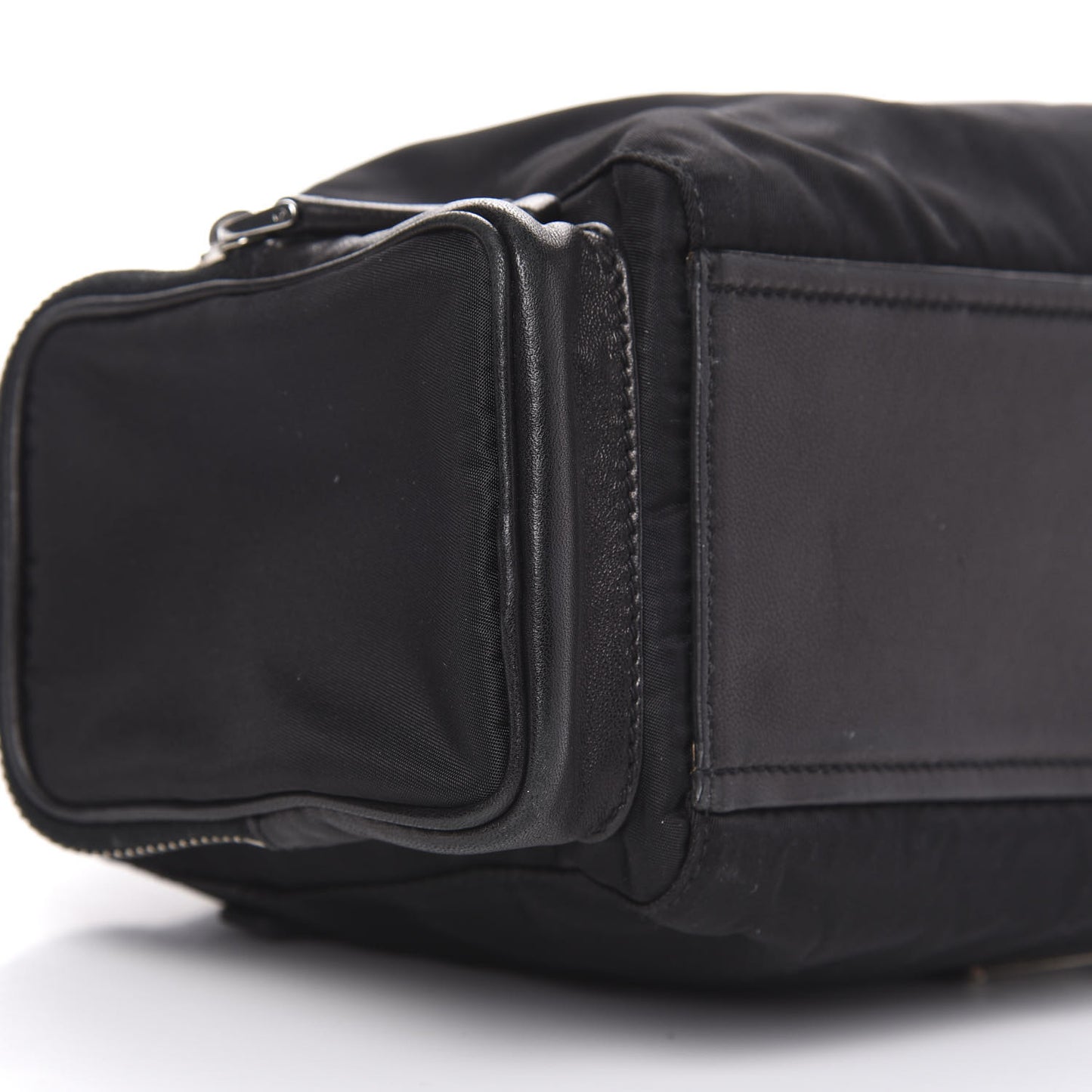 Soft Calfskin Tessuto Nylon Shoulder Bag Black
