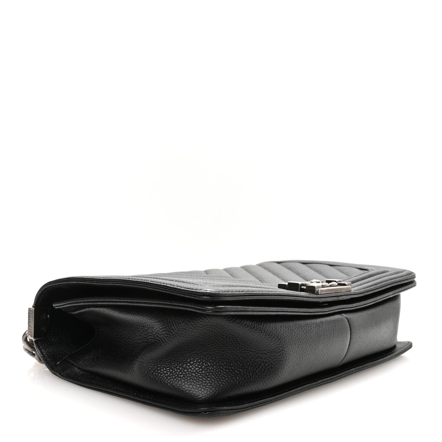 Calfskin Chevron Quilted New Medium Boy Flap Black