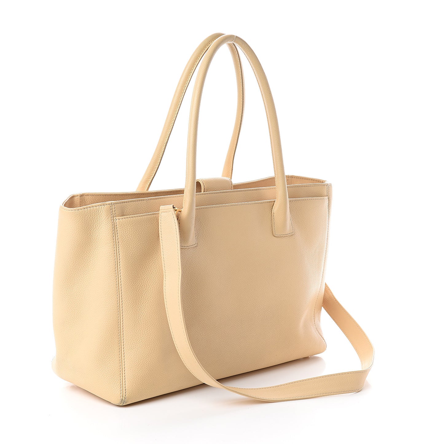 Calfskin Cerf Executive Shopper Tote Beige Clair