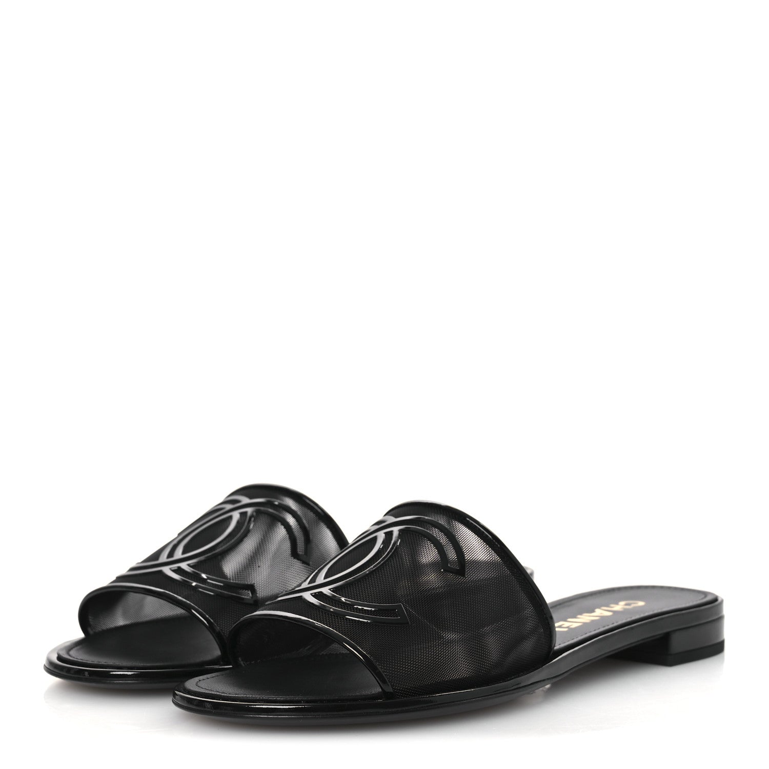 Chanel Mesh Patent Calfskin CC Mules 39 Black 4 of 10