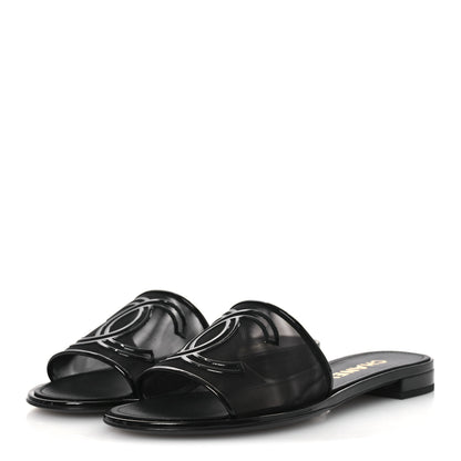 Chanel Mesh Patent Calfskin CC Mules 39 Black 4 of 10