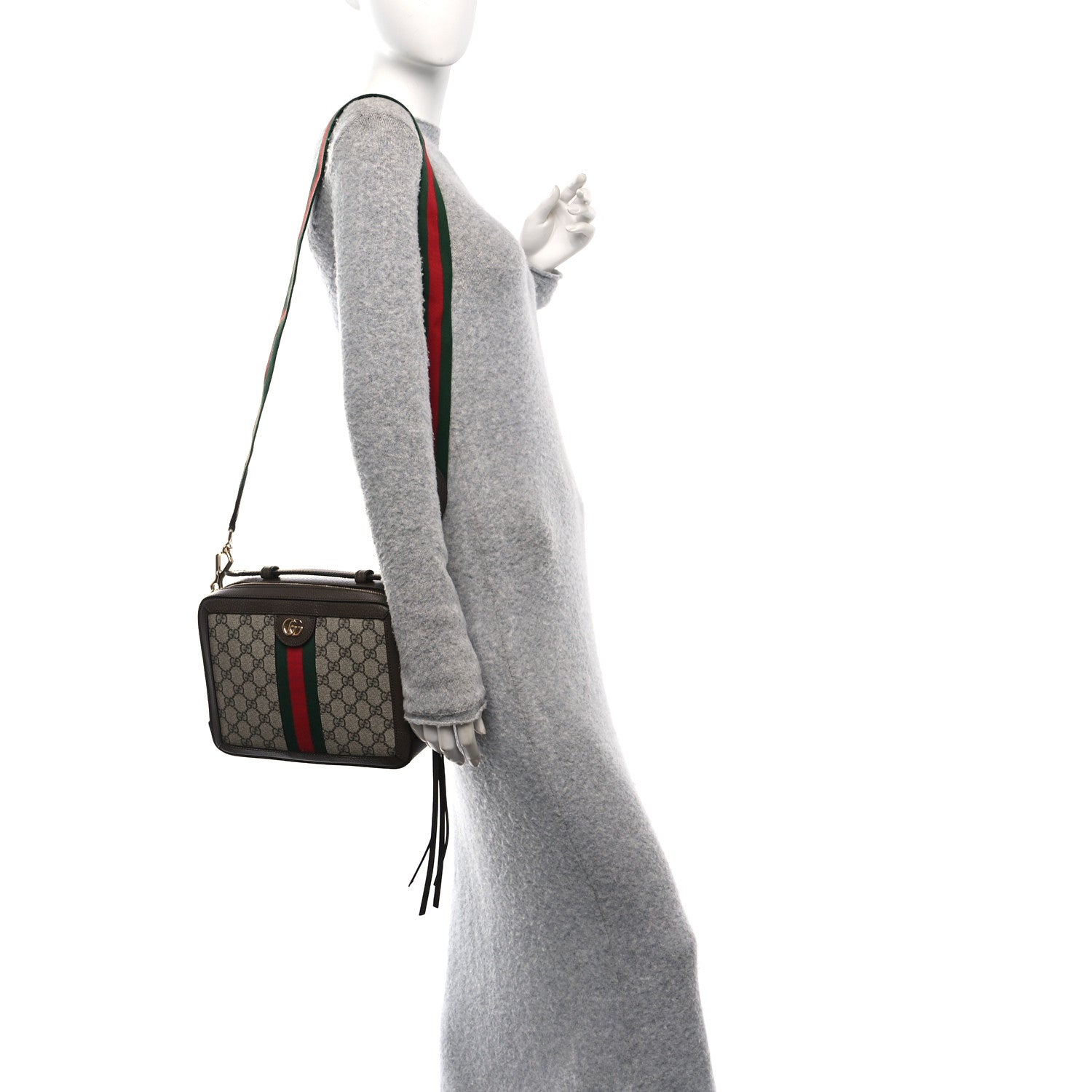 Gucci GG Supreme Monogram Web Small Ophidia Top Handle Shoulder Bag Brown 2 of 10