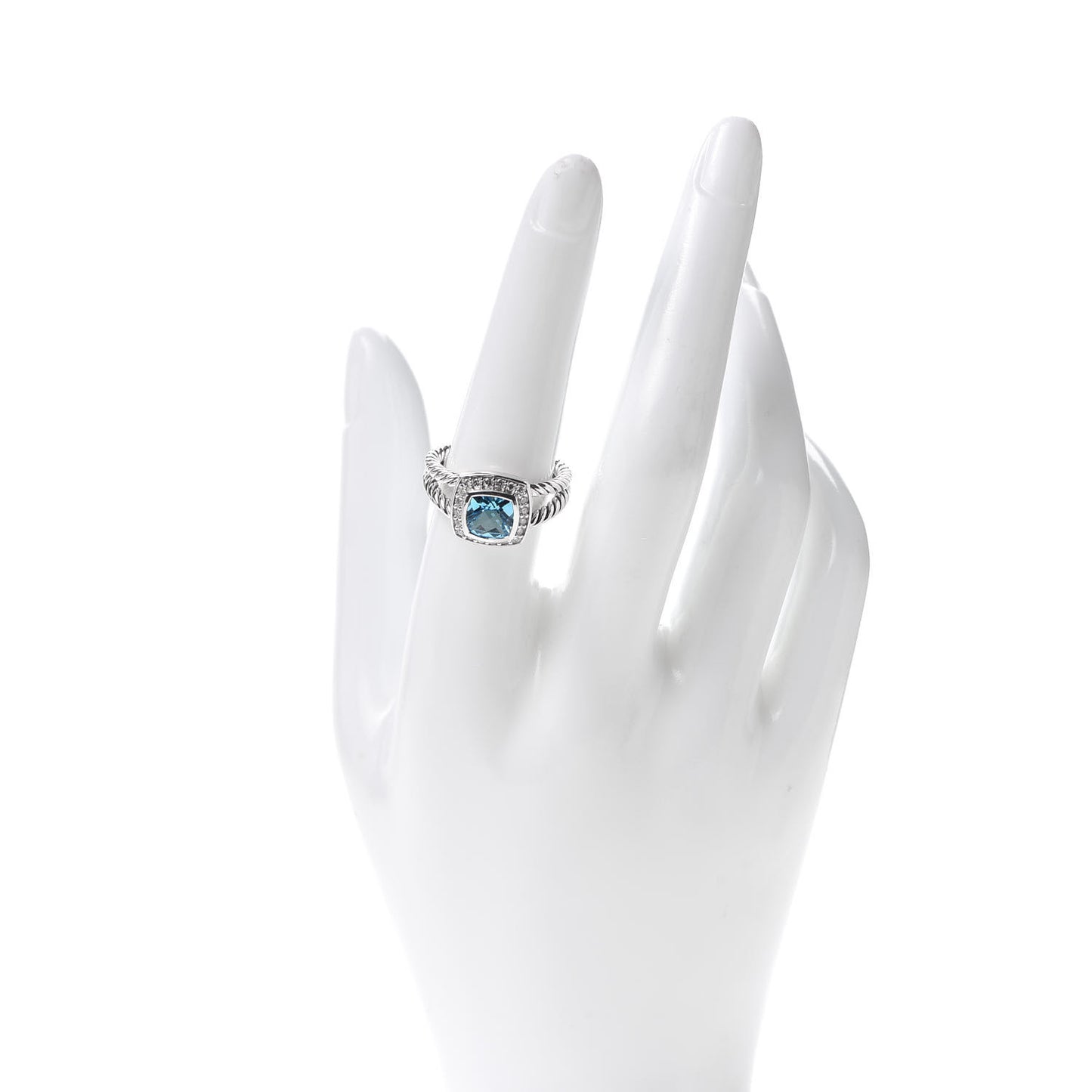 Sterling Silver Diamond Blue Topaz 7mm Petite Albion Ring 55 7.25