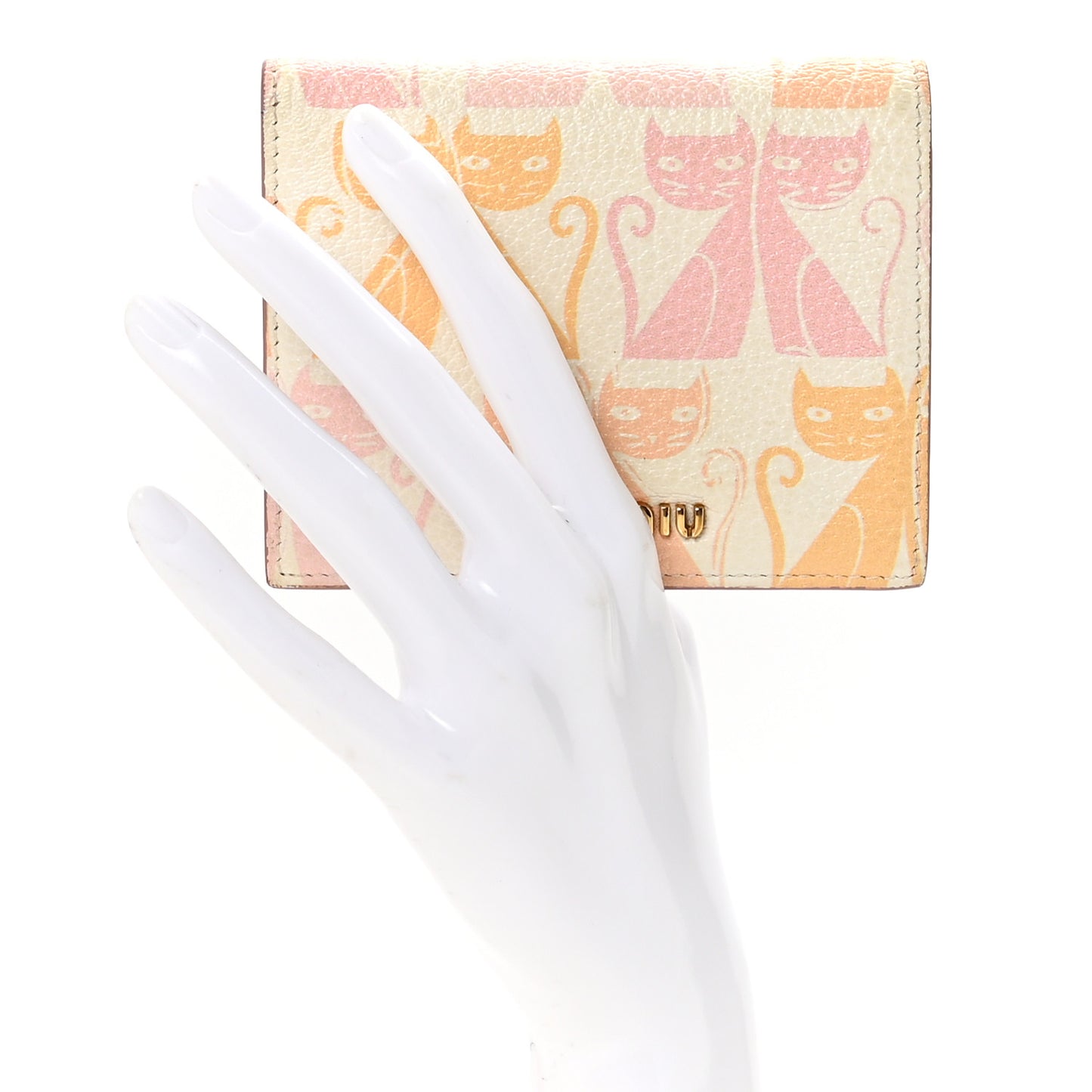 Goatskin Madras Cats Wallet White Multicolor