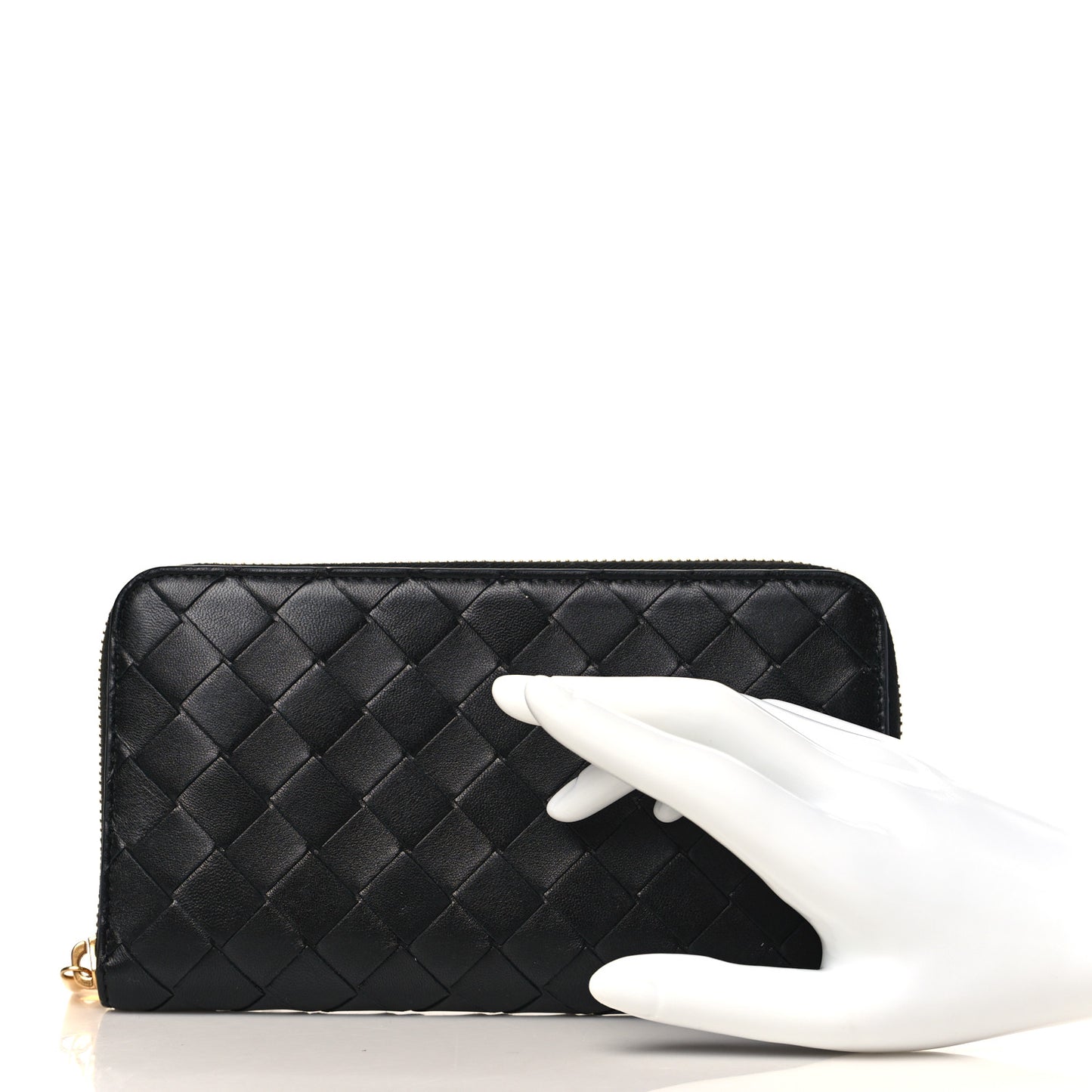 Nappa Intrecciato Zip Around Wallet Black