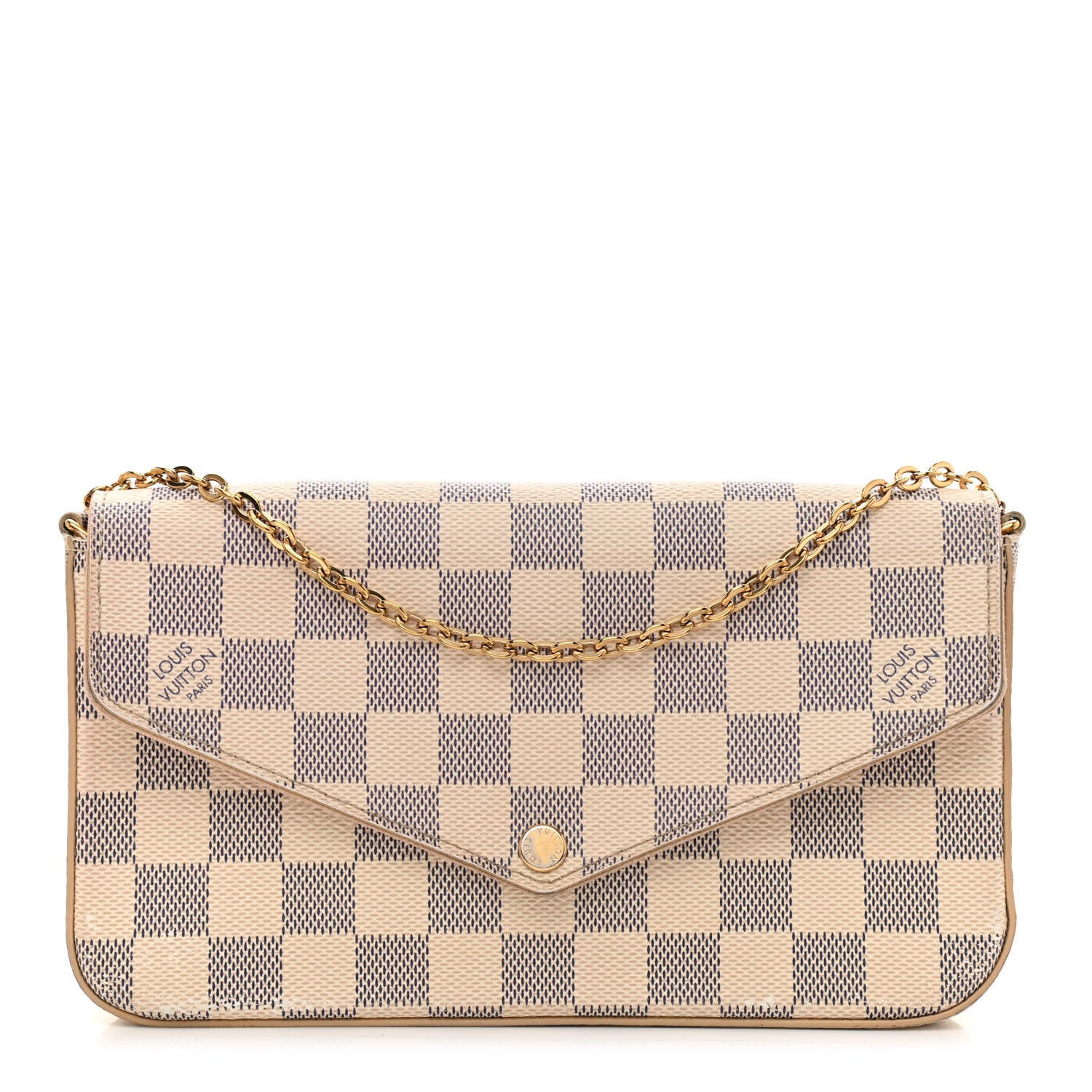 Louis Vuitton Damier Azur Pochette Felicie Chain Wallet Rose Ballerine 3 of 15