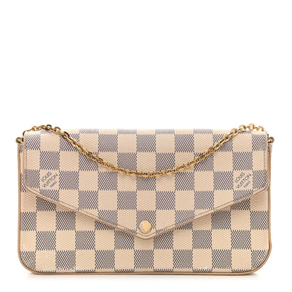 Louis Vuitton Damier Azur Pochette Felicie Chain Wallet Rose Ballerine 3 of 15