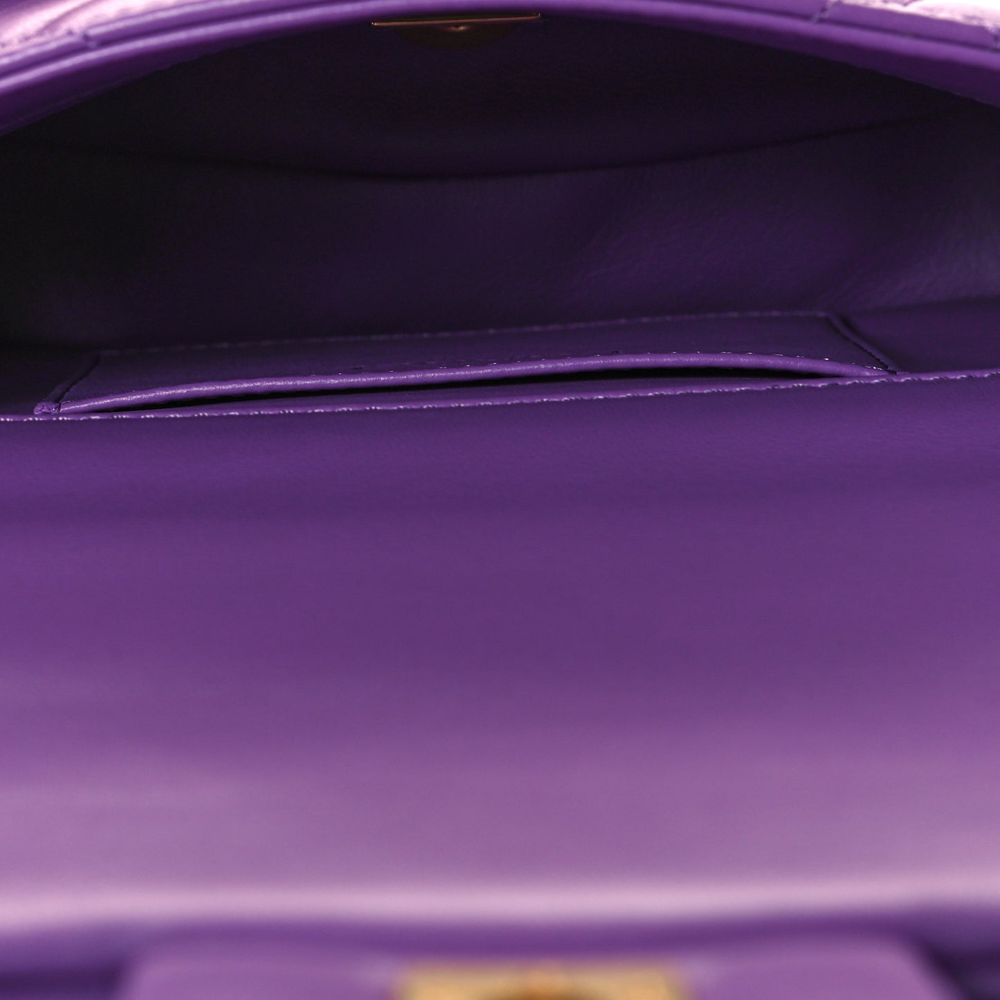 Lambskin Enamel Quilted Mini Pending CC Square Flap Purple