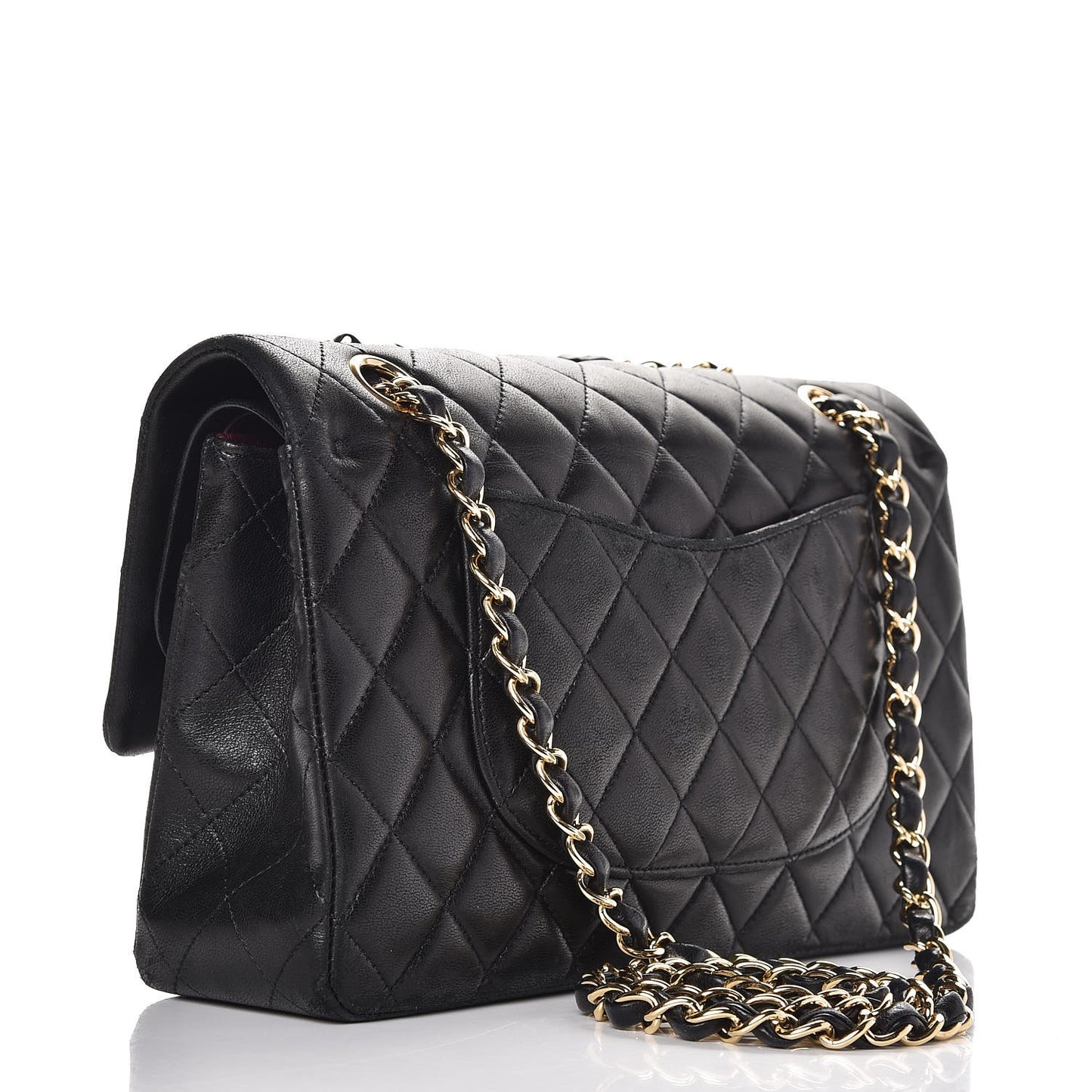 Lambskin Quilted Medium Double Flap Black