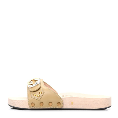 Gucci Calfskin Interlocking G Slide Sandals 35 Diagonal Beige 1 of 8