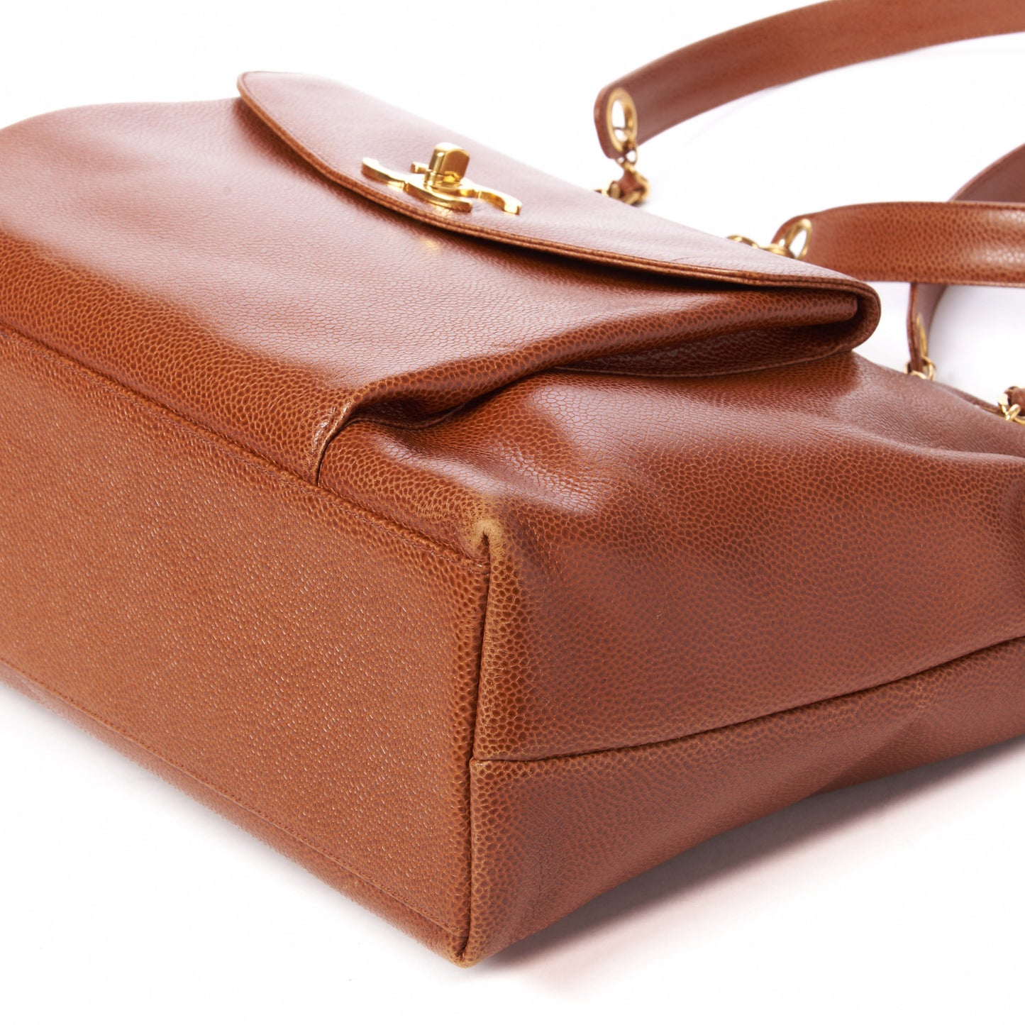 Caviar Flap Shoulder Bag Brown