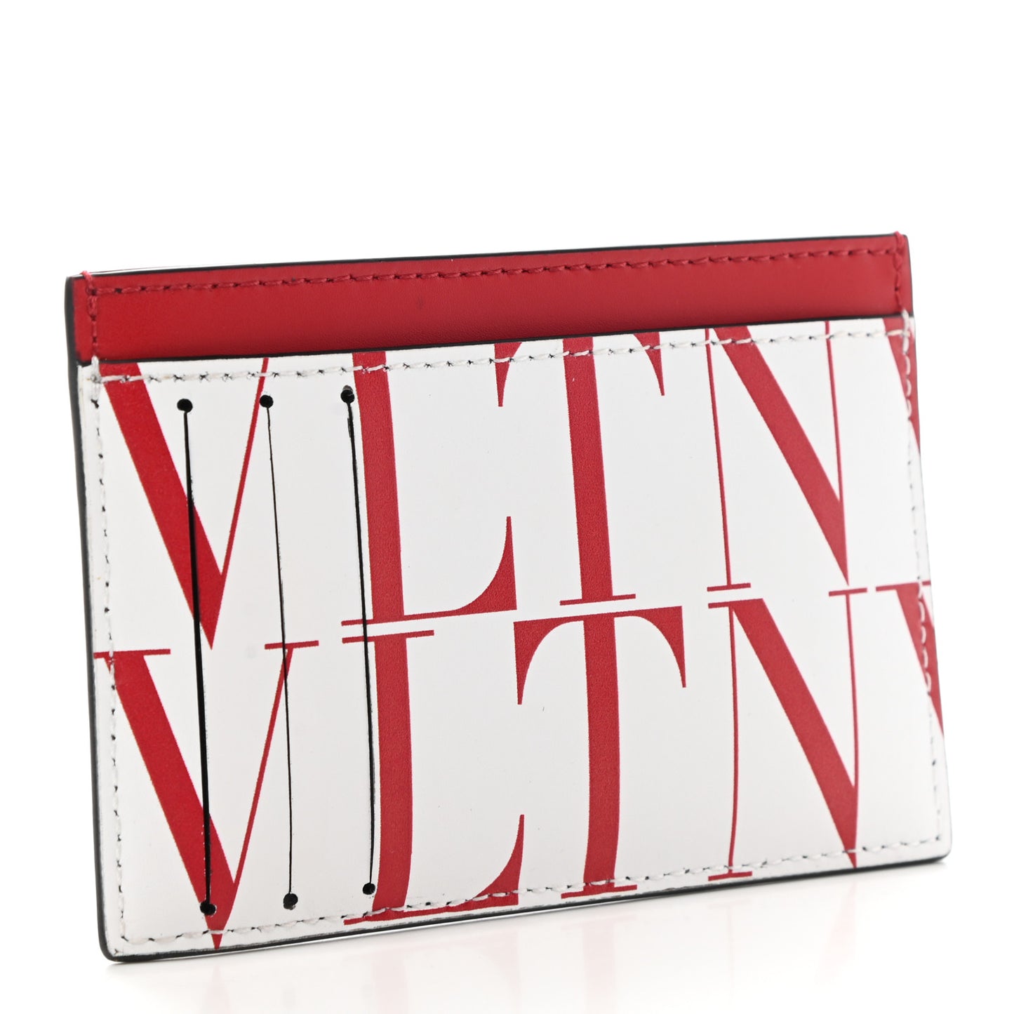 Calfskin VLTN Times Card Holder Red White