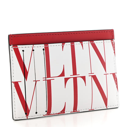 Valentino Garavani Calfskin VLTN Times Card Holder Red White 3 of 7