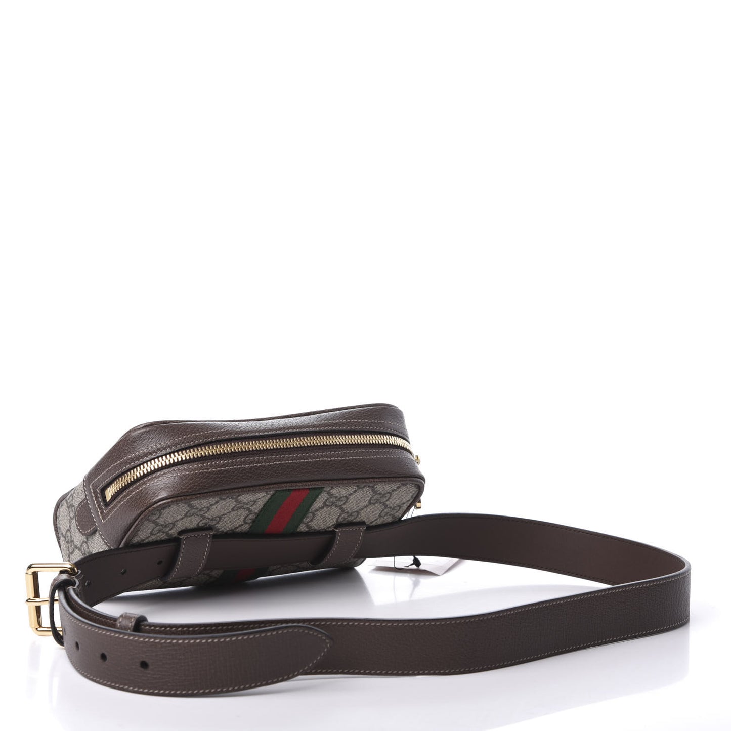 GG Supreme Monogram Web Small Ophidia Belt Bag 95 38 Dark Brown
