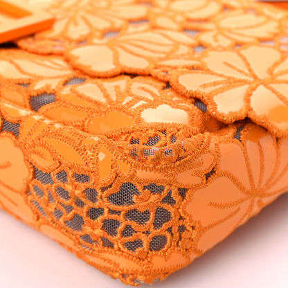 Fendi Embroidered Flowers Baguette Orange 10 of 13