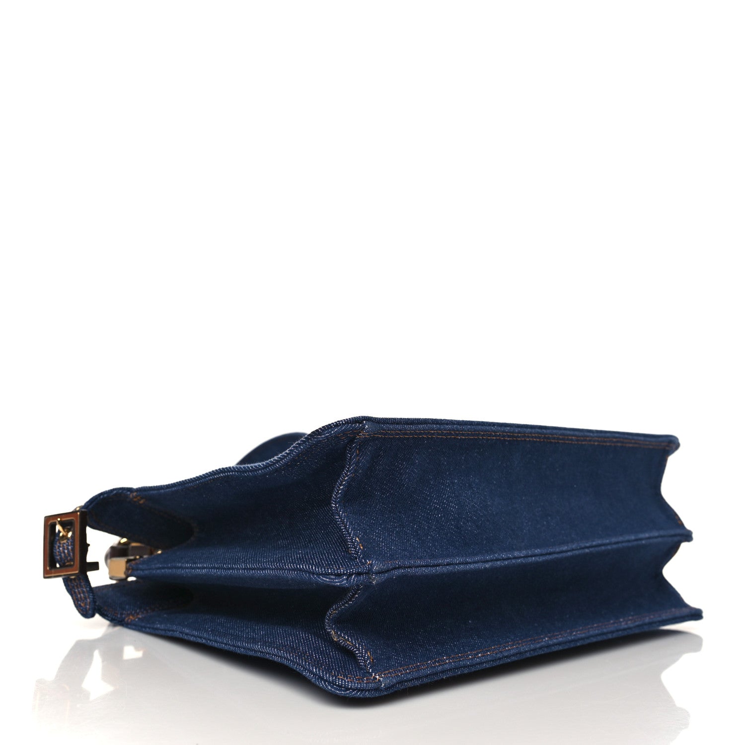 Fendi Denim Fabric Jacquard Cuoio FF 1974 Medium Peekaboo I SEE U Satchel Blue Tobacco Moro 4 of 10
