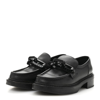 Louis Vuitton Calfskin Oversized Chain Academy Loafers 37 Black 4 of 9