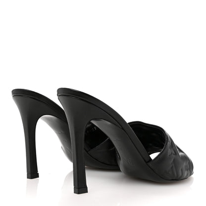 Louis Vuitton Lambskin Embossed Monogram Revival High Heel Mules 38 Black 5 of 12