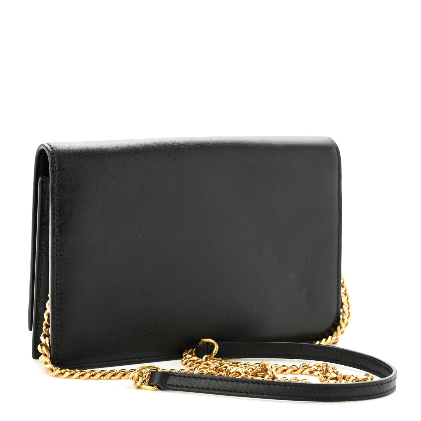 Smooth Calfskin Classic Monogram Kate Tassel Chain Wallet Black