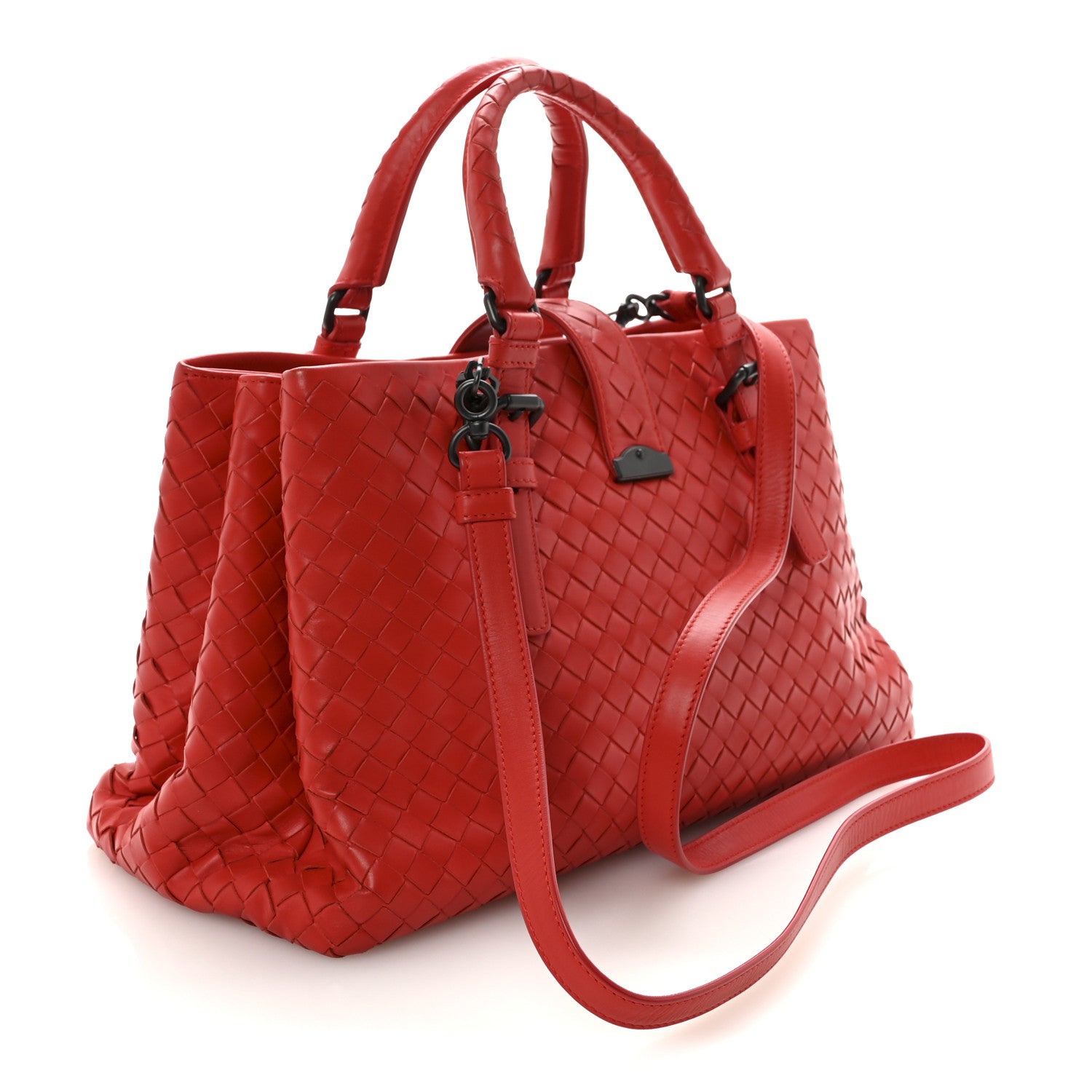 Bottega Veneta Nappa Intrecciato Small Roma Tote Red 3 of 9