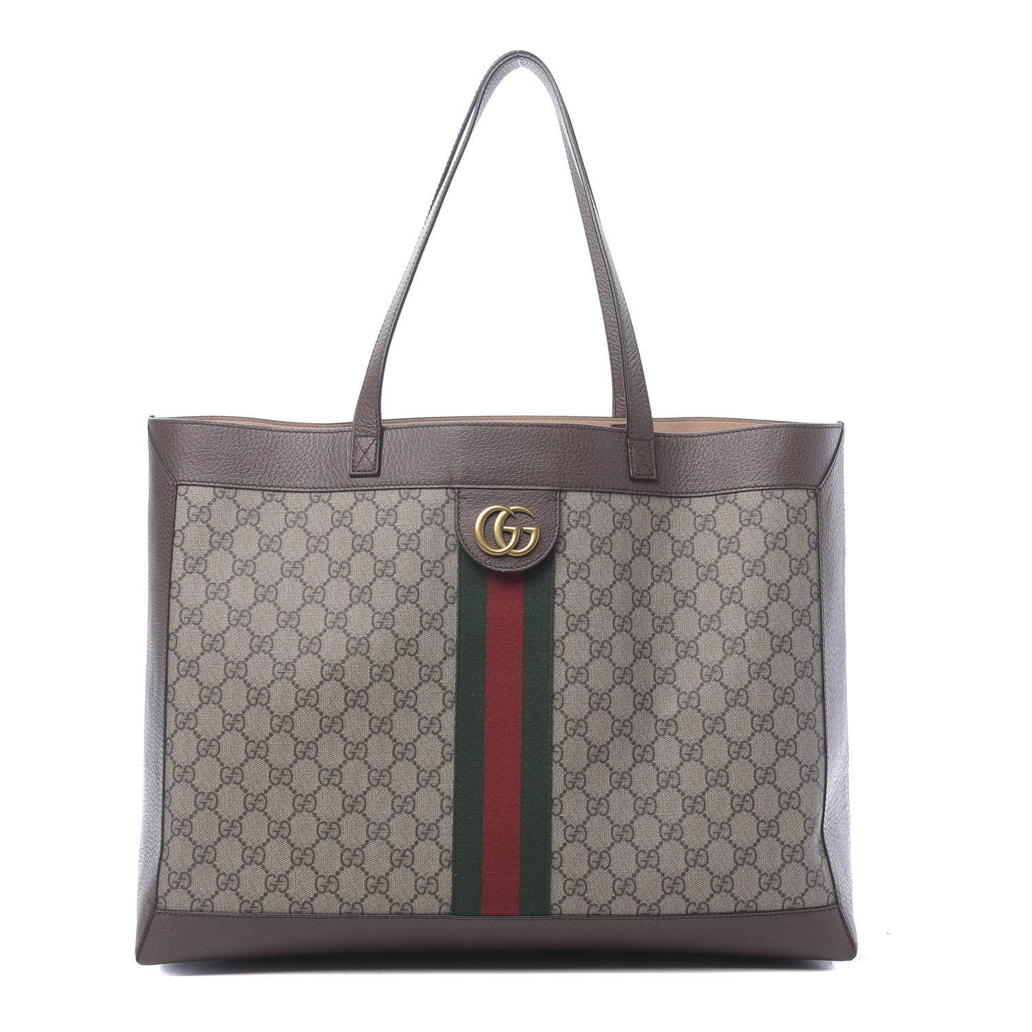 Gucci GG Supreme Monogram Web Ophidia Tote Brown 1 of 10