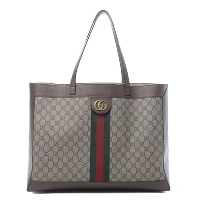 Gucci GG Supreme Monogram Web Ophidia Tote Brown 1 of 10