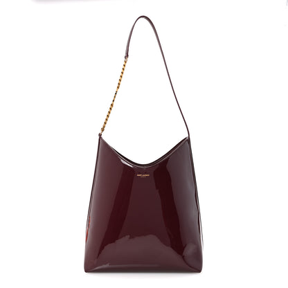 Saint Laurent Patent Calfskin Rendez-Vous Hobo Dark Red Wine 1 of 12