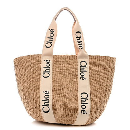 Chloe Raffia Large Woody Tote White 1 of 10