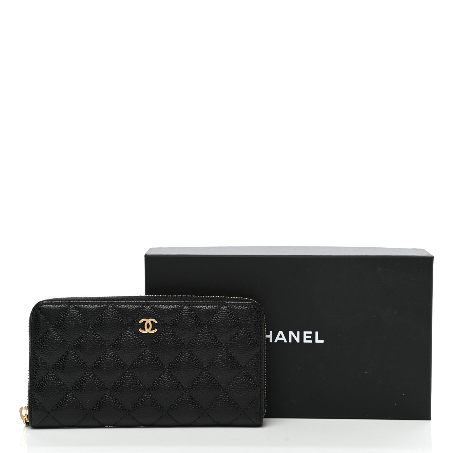 Chanel Caviar Quilted Large Gusset Zip Around Wallet Black 9 of 9