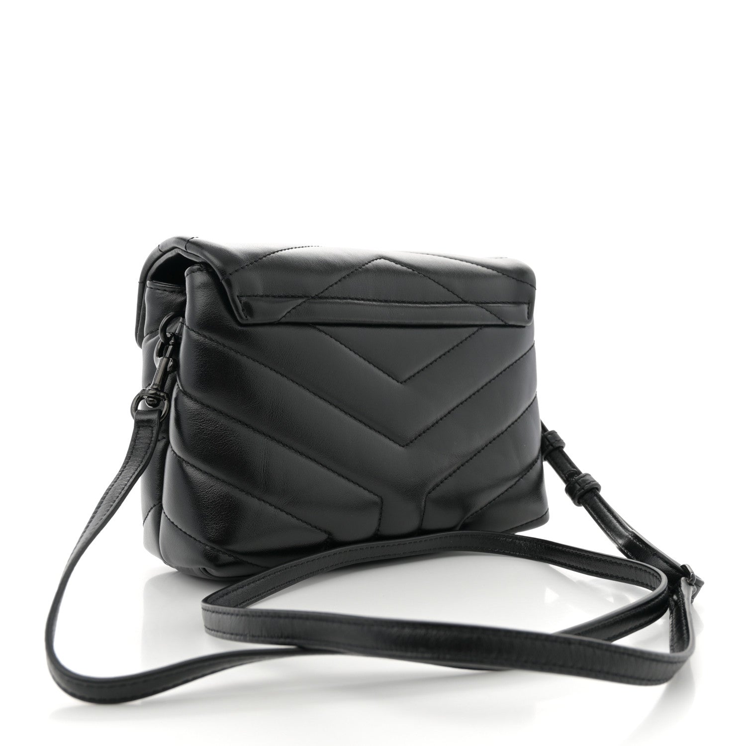 Saint Laurent Calfskin Y Quilted Monogram Monochrome Toy Loulou Crossbody Bag Black 3 of 11