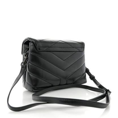 Saint Laurent Calfskin Y Quilted Monogram Monochrome Toy Loulou Crossbody Bag Black 3 of 11