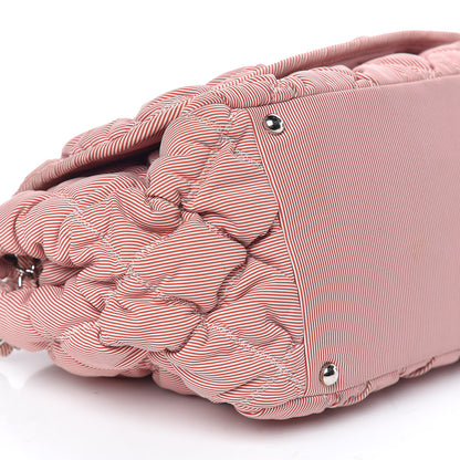 Chanel Nylon Bubble Striped Quilt Accordion Flap Red White 5 of 13