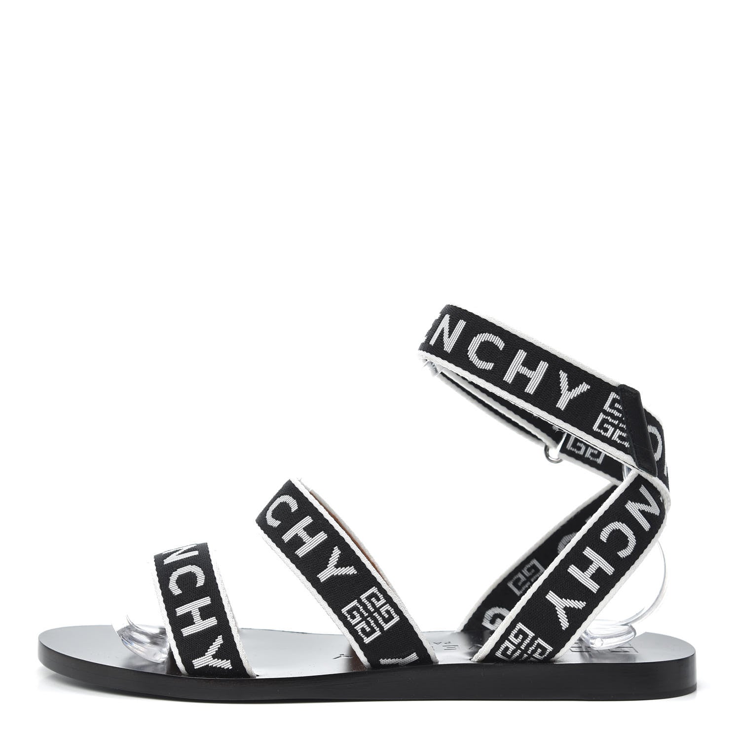 Givenchy Grosgrain Cross Logo Ankle Strap Sandals 38 Black White 1 of 6