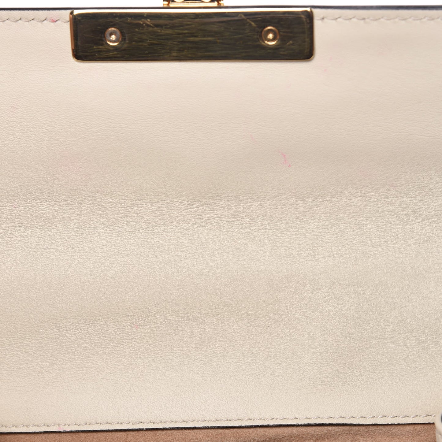 Calfskin Studded Small Padlock Shoulder Bag White