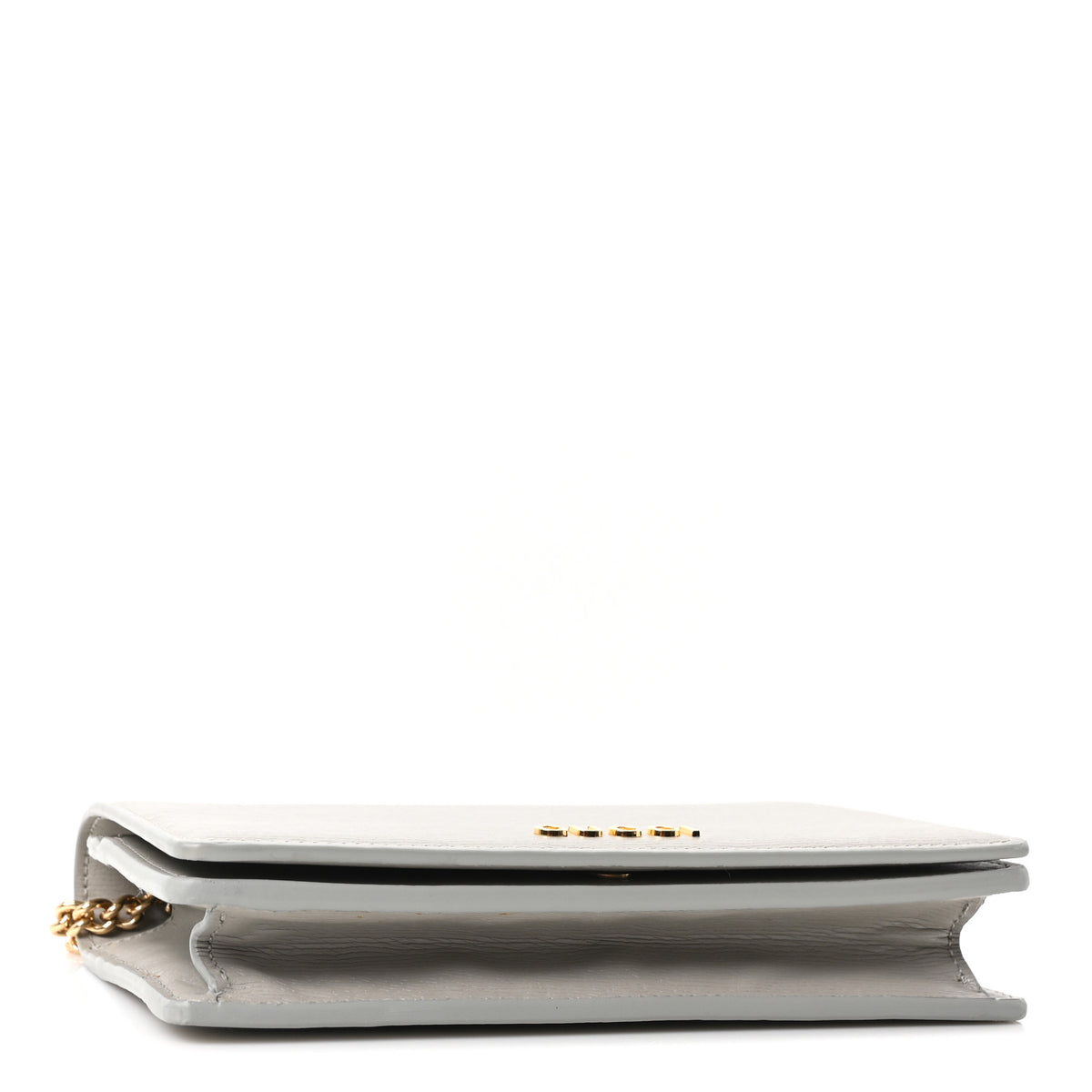 Textured Calfskin Script Logo Wallet On Chain Grey