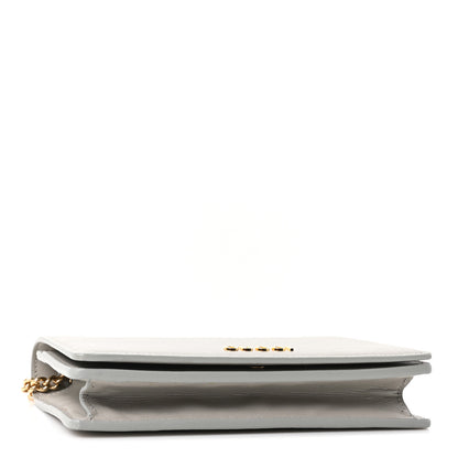 Gucci Textured Calfskin Script Logo Wallet On Chain Grey 4 of 9