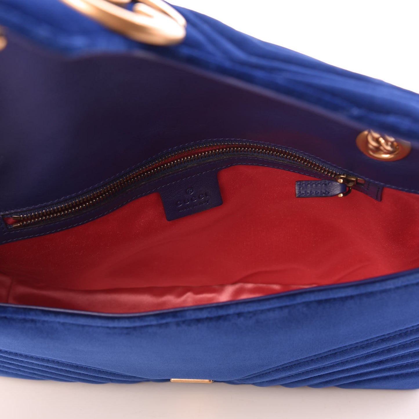 Velvet Matelasse Medium GG Marmont Shoulder Bag Cobalt Blue