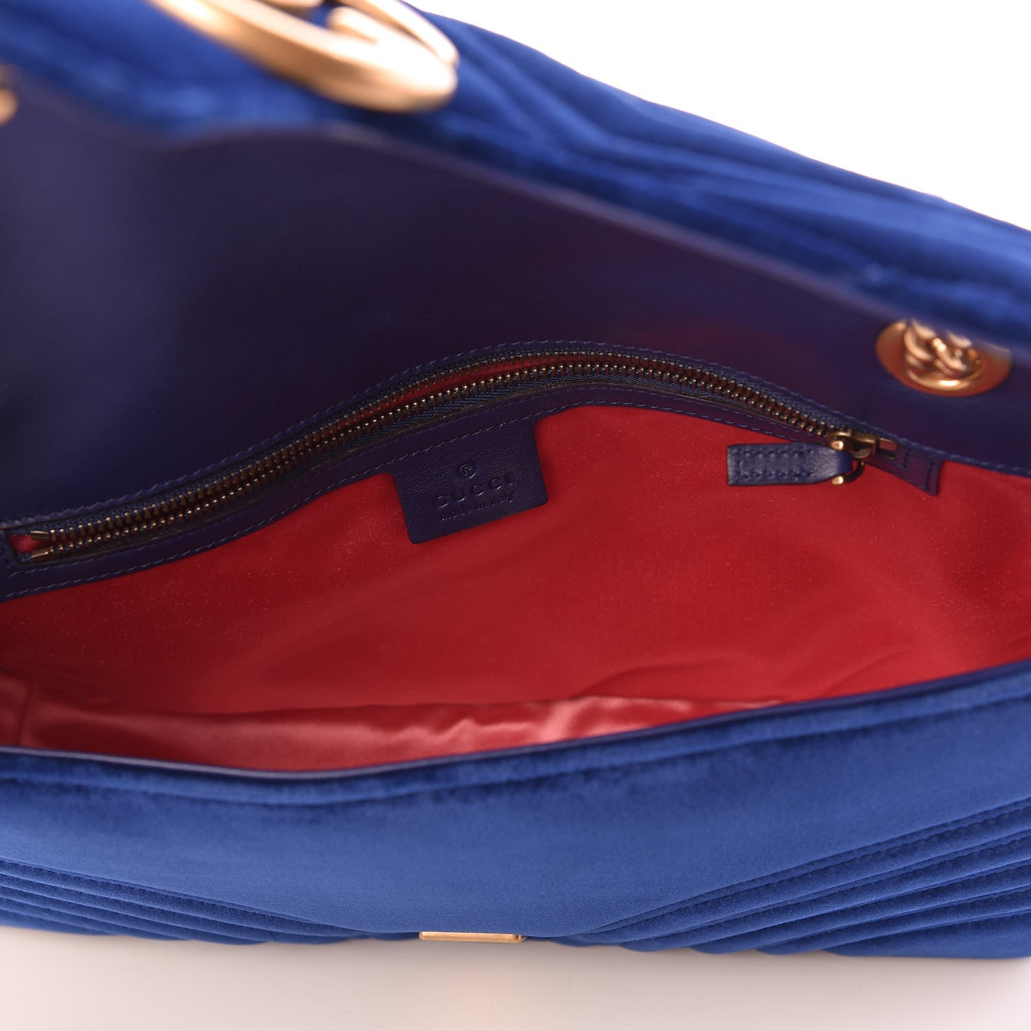 Gucci Velvet Matelasse Medium GG Marmont Shoulder Bag Cobalt Blue 5 of 10