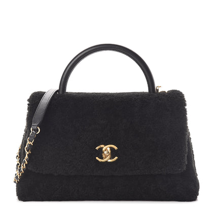 Chanel Shearling Lambskin Medium Coco Handle Flap Black 1 of 13